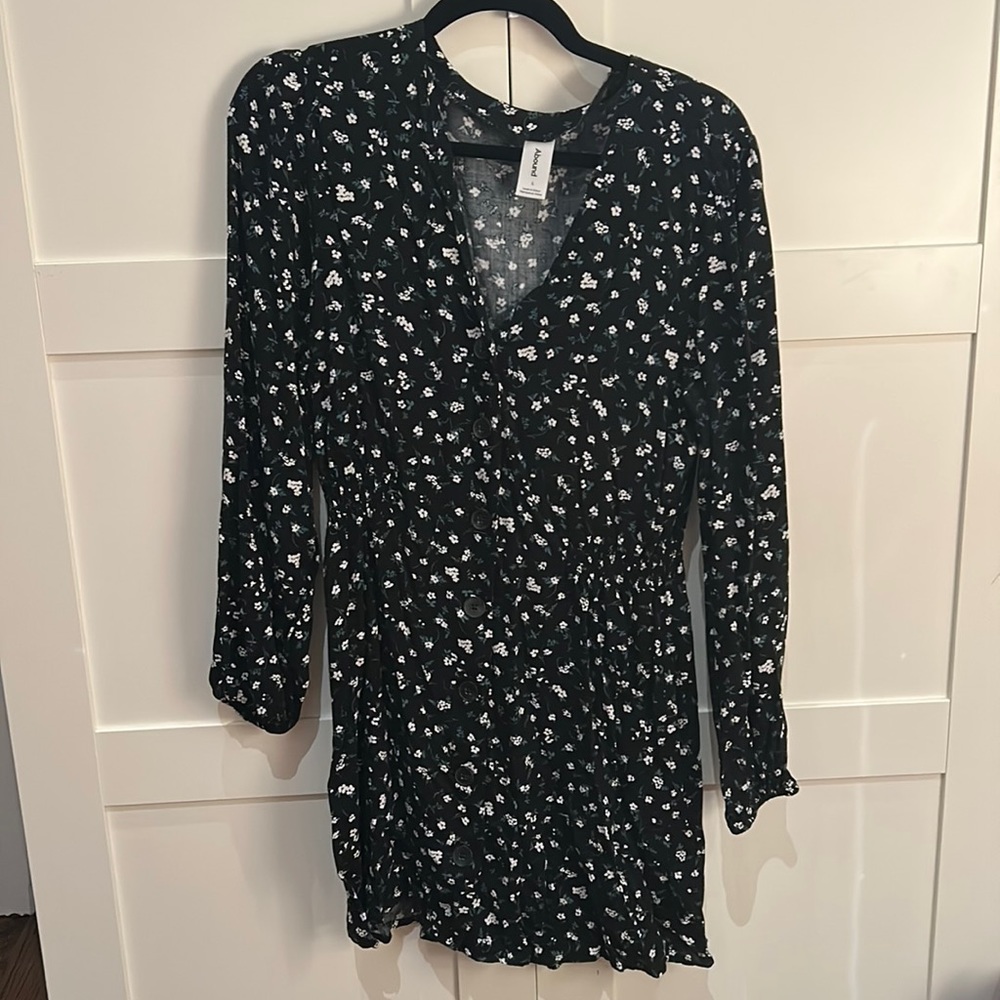 Long Sleeved Floral Dress with Buttons on Front